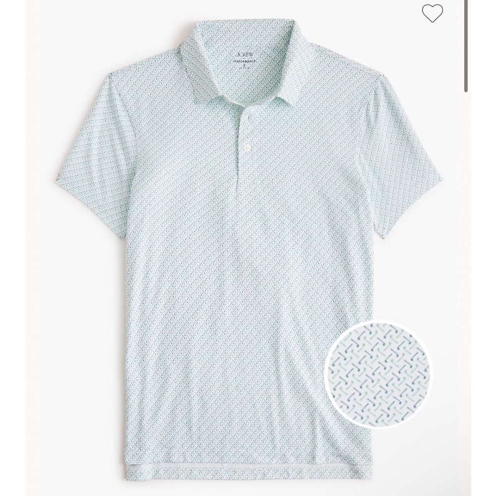 J.Crew Performance Polo Shirt XL White Green Geometric Print CD925 NEW